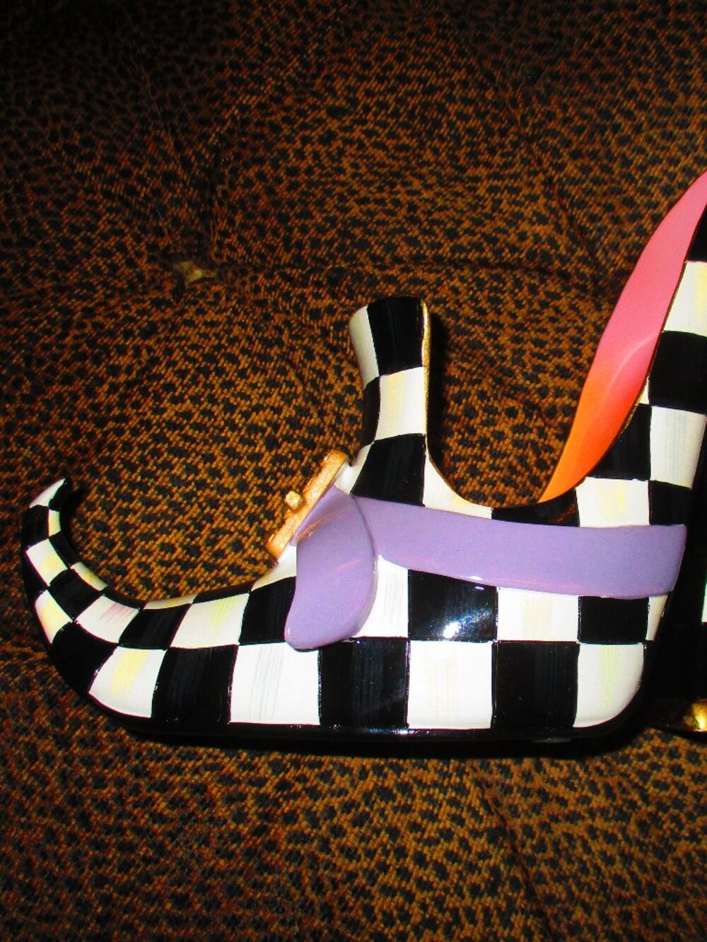 MACKENZIE-CHILDS Courtly Check Witch's Shoe Figurine, Brand New 9.5"x 8.5"inches